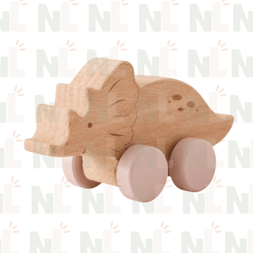 Voitures Dinosaures en Bois à Roulettes – Jouets d’Éveil et d’Imagination