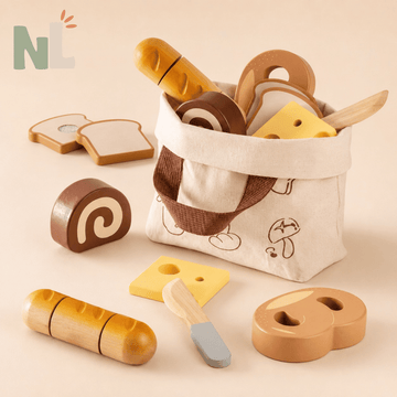 Panier de Boulangerie en Bois pour Enfant – Set de Pain et Viennoiseries à Découper