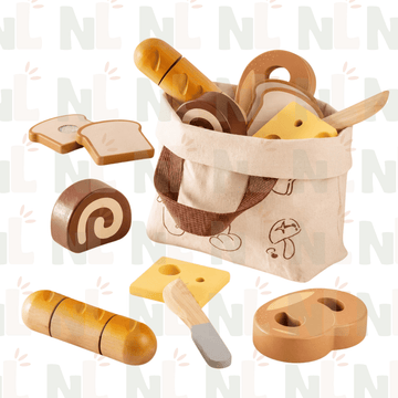 Panier de Boulangerie en Bois pour Enfant – Set de Pain et Viennoiseries à Découper