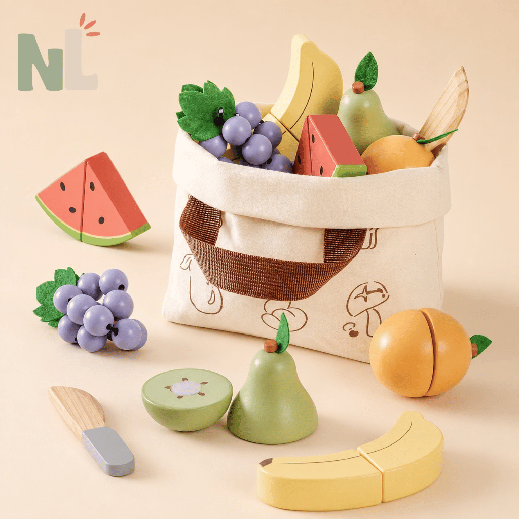 Panier de Fruits en Bois à Découper – Jeu de Marchand(e)