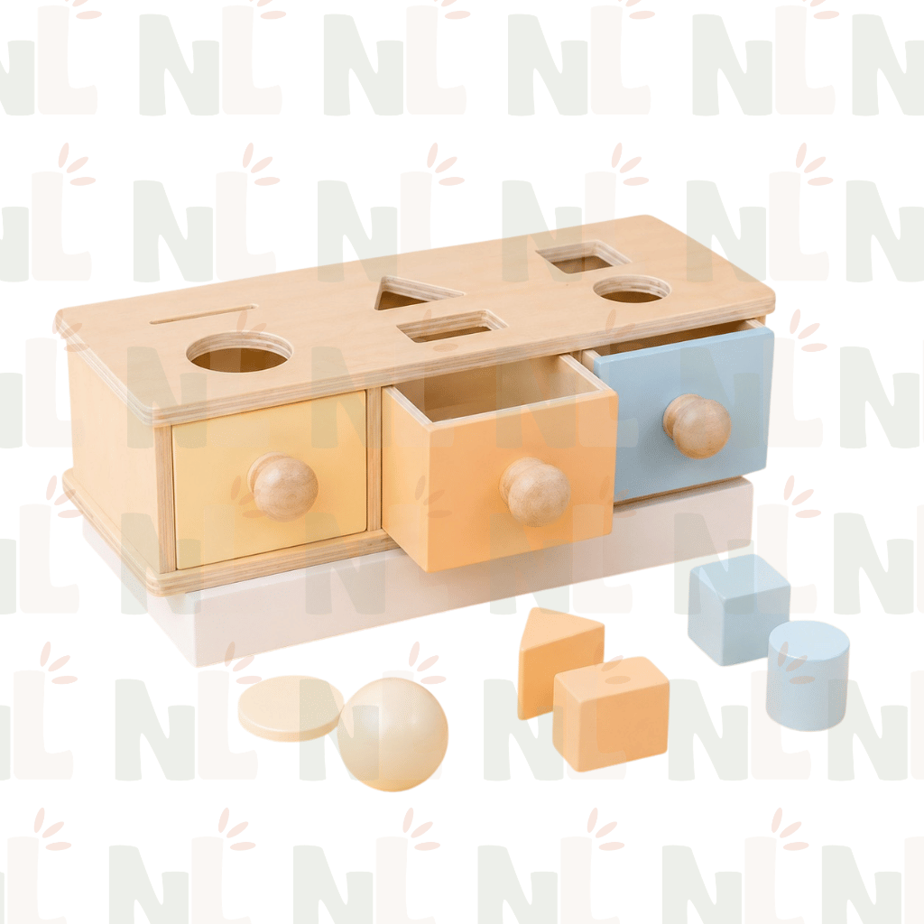 Boîte de Tri des Formes à Tiroirs en Bois – Jeu d’Association et de Motricité