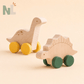 Voitures Dinosaures en Bois à Roulettes – Jouets d’Éveil et d’Imagination