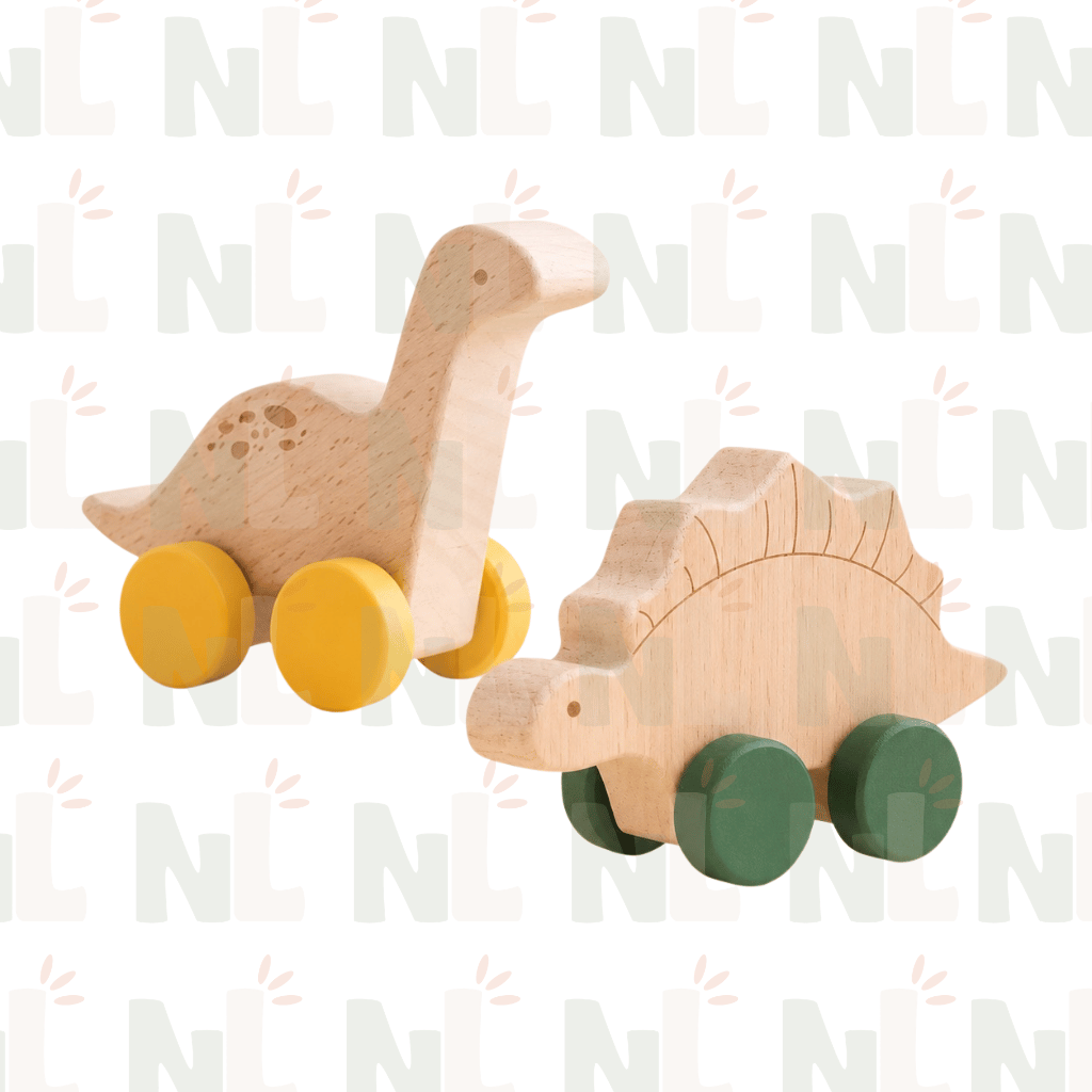 Voitures Dinosaures en Bois à Roulettes – Jouets d’Éveil et d’Imagination