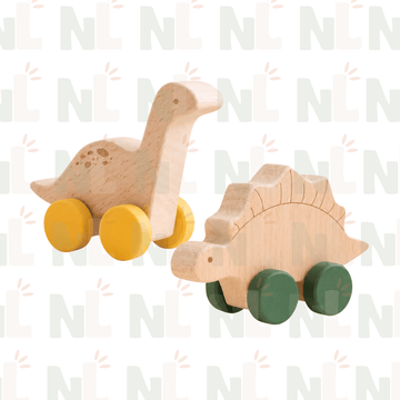 Voitures Dinosaures en Bois à Roulettes – Jouets d’Éveil et d’Imagination