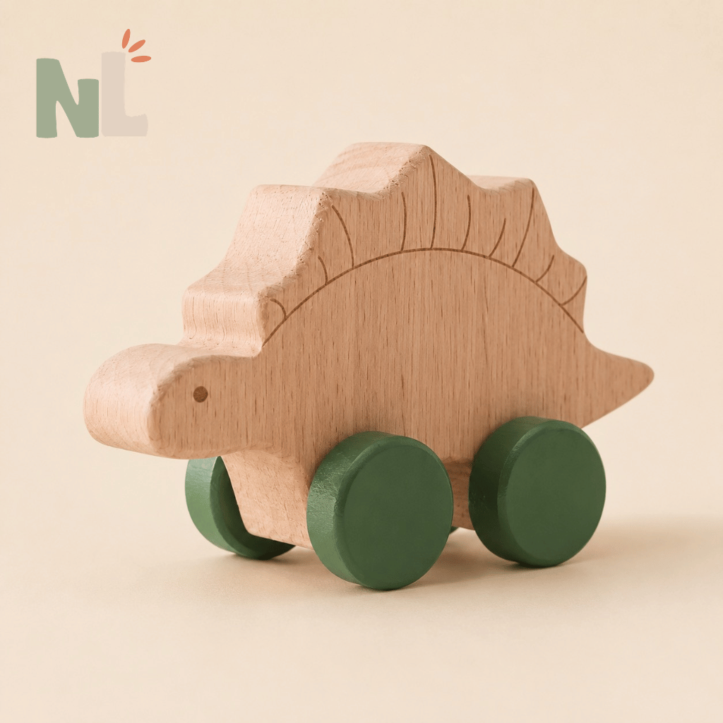 Voitures Dinosaures en Bois à Roulettes – Jouets d’Éveil et d’Imagination