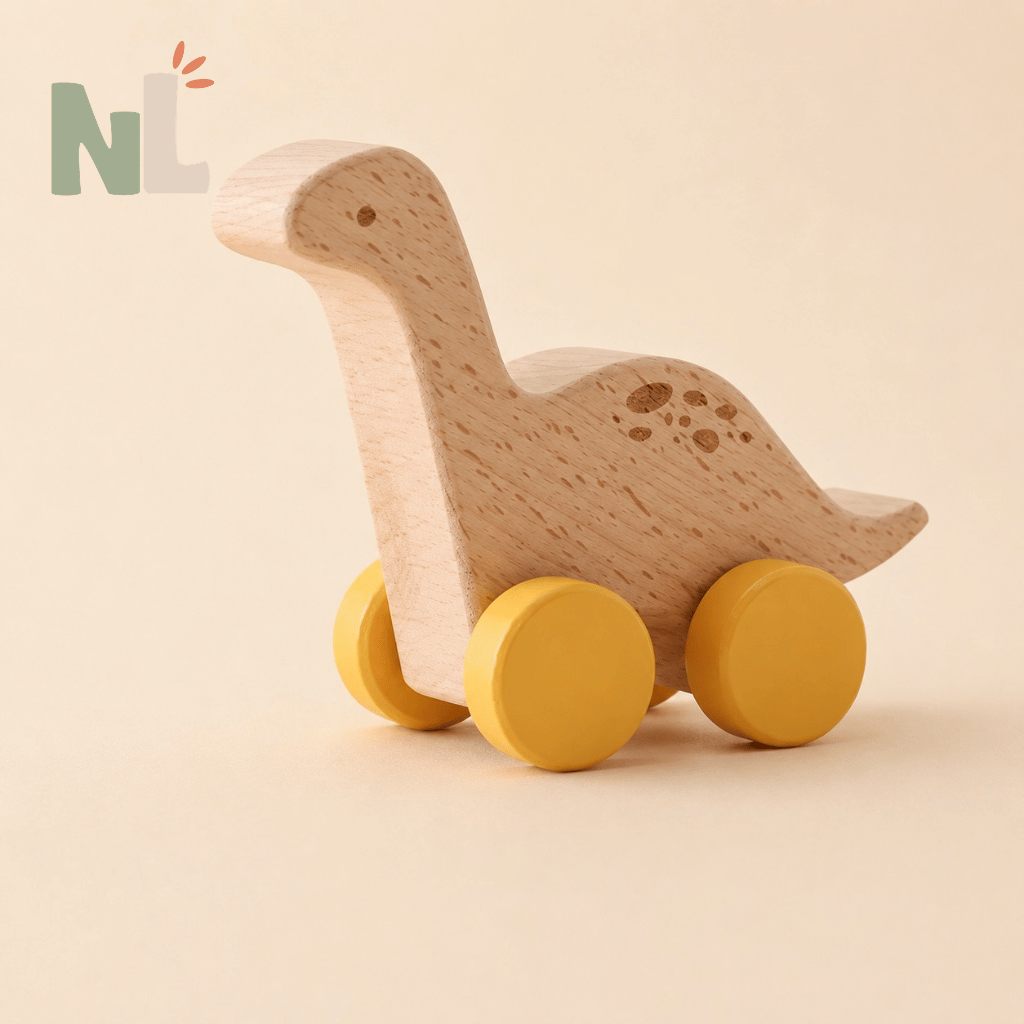 Voitures Dinosaures en Bois à Roulettes – Jouets d’Éveil et d’Imagination
