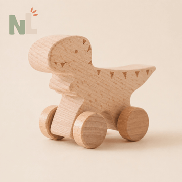 Voitures Dinosaures en Bois à Roulettes – Jouets d’Éveil et d’Imagination