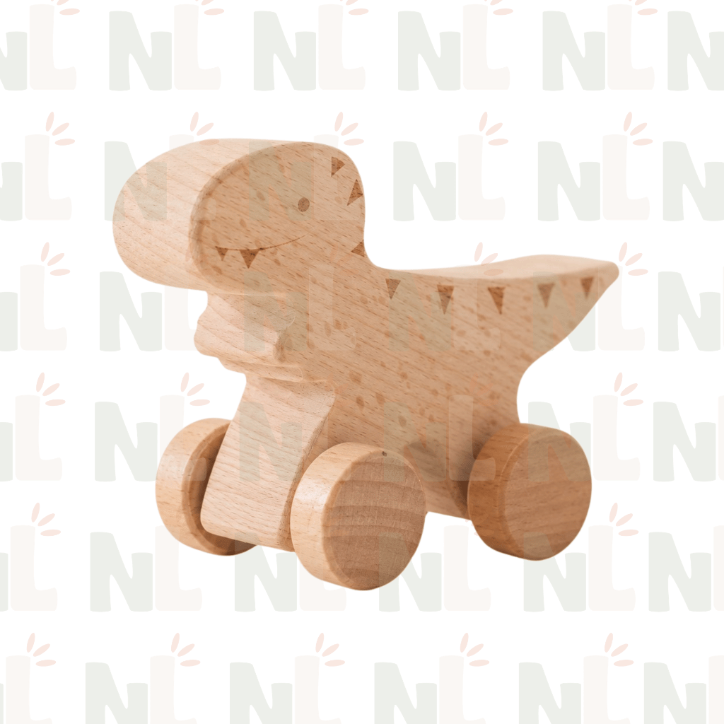 Voitures Dinosaures en Bois à Roulettes – Jouets d’Éveil et d’Imagination
