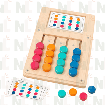 Jeu de Logique et d’Association des Couleurs en Bois – Cartes Défis