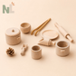 Set de Cuisine en Bois pour Enfant – Ustensiles de Jeu d’Imitation