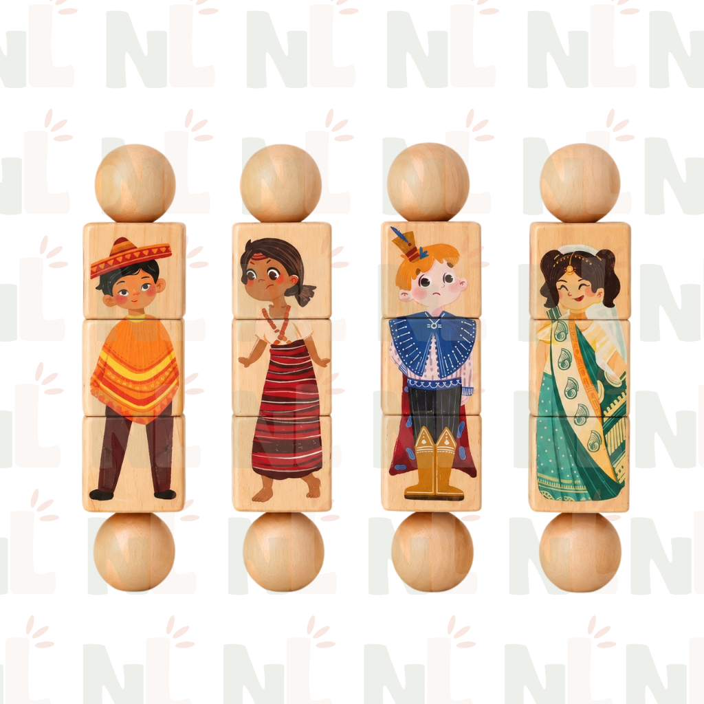 Puzzle en Cubes du Monde – Personnages et Tenues Traditionnelles