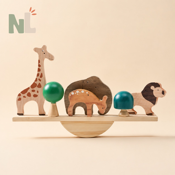 Jeu d’Équilibre Animaux de la Savane en Bois