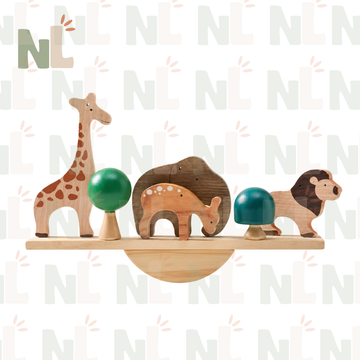 Jeu d’Équilibre Animaux de la Savane en Bois