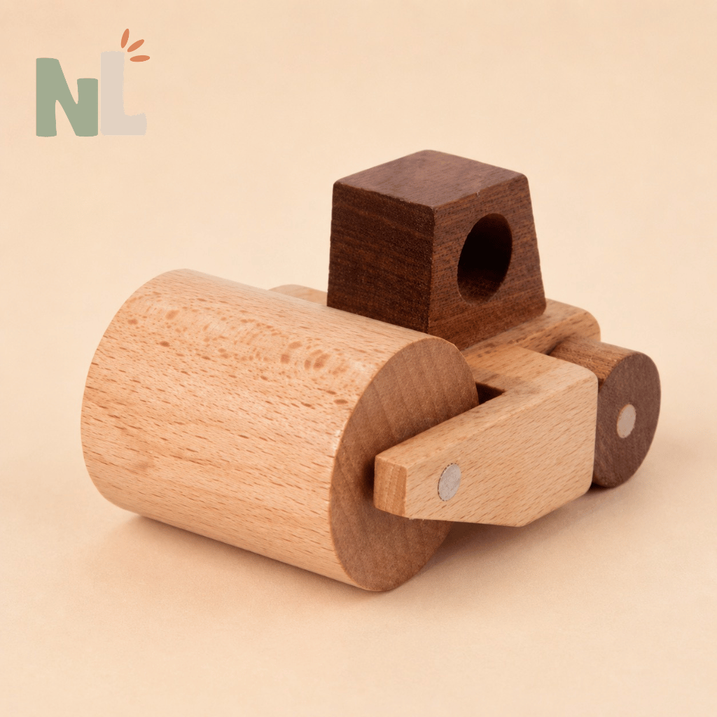 Rouleau Compresseur en Bois – Véhicule de Chantier dès 3 ans